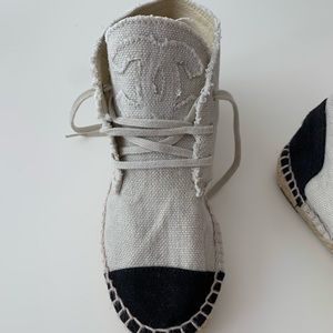 Chanel lace up espadrille, perfect condition!